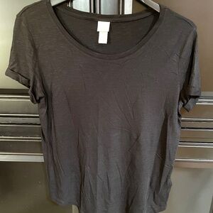 H&M Black Roll Sleeve Crewneck Tshirt-Size Small